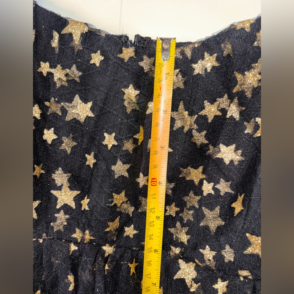 Unique Vintage Black Gold Star Mesh Babydoll Belle Dress M/6-8 NWT ✨ - Picture 10 of 14